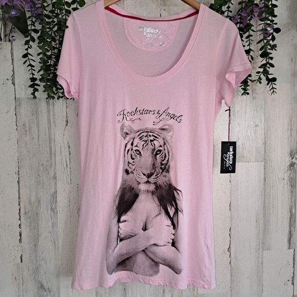NWT Rockstars and Angels Tshirt Tiger in Rose - Picture 8 of 8